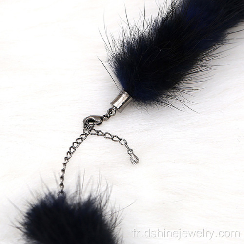 Pom Pom Choker instruction or collier de fourrure de vison simple